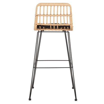 Bar Stool Outdoor Allegra Hm5452.11 Metal&cushion In Black-beige Wicker 52x51x103h Cm.