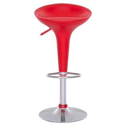Bar Stool Daisy Hm200.04 With Height Adjustment In Red & Chrome Color 43.5x38x86hcm.