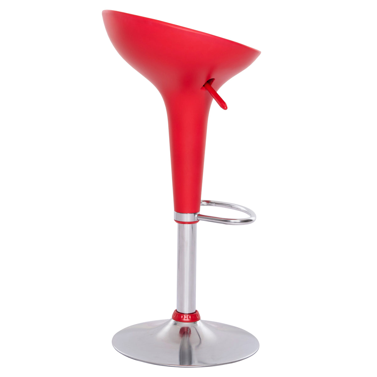 Bar Stool Daisy Hm200.04 With Height Adjustment In Red & Chrome Color 43.5x38x86hcm.