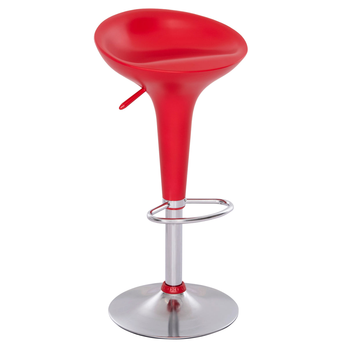 Bar Stool Daisy Hm200.04 With Height Adjustment In Red & Chrome Color 43.5x38x86hcm.