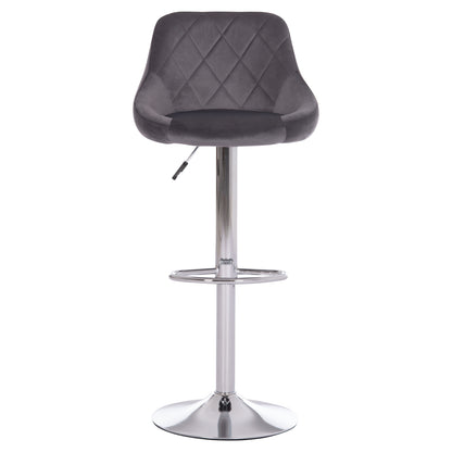 Bar Stool Rose Hm204.41 Chromed Base & Suspension & Grey Velvet 48x45x105hcm.