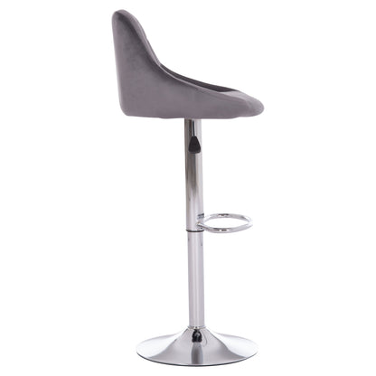 Bar Stool Rose Hm204.41 Chromed Base & Suspension & Grey Velvet 48x45x105hcm.
