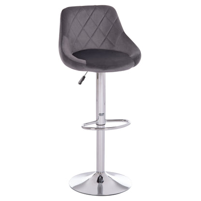 Bar Stool Rose Hm204.41 Chromed Base & Suspension & Grey Velvet 48x45x105hcm.