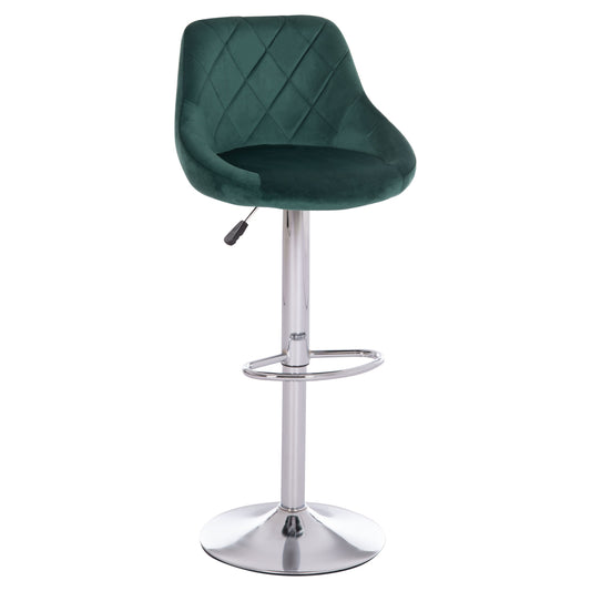 Bar Stool Rose Hm204.46 Chromed Base & Suspension & Cypress Green Velvet 48x45x105hcm.