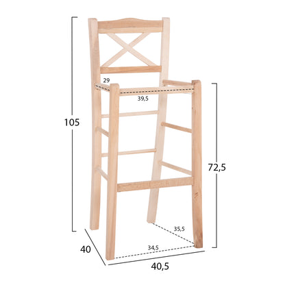 Bar Stool Lucius Hm5586.02 Beech Wood Impregnated-unpainted 40,5x40x105hcm.frame Only