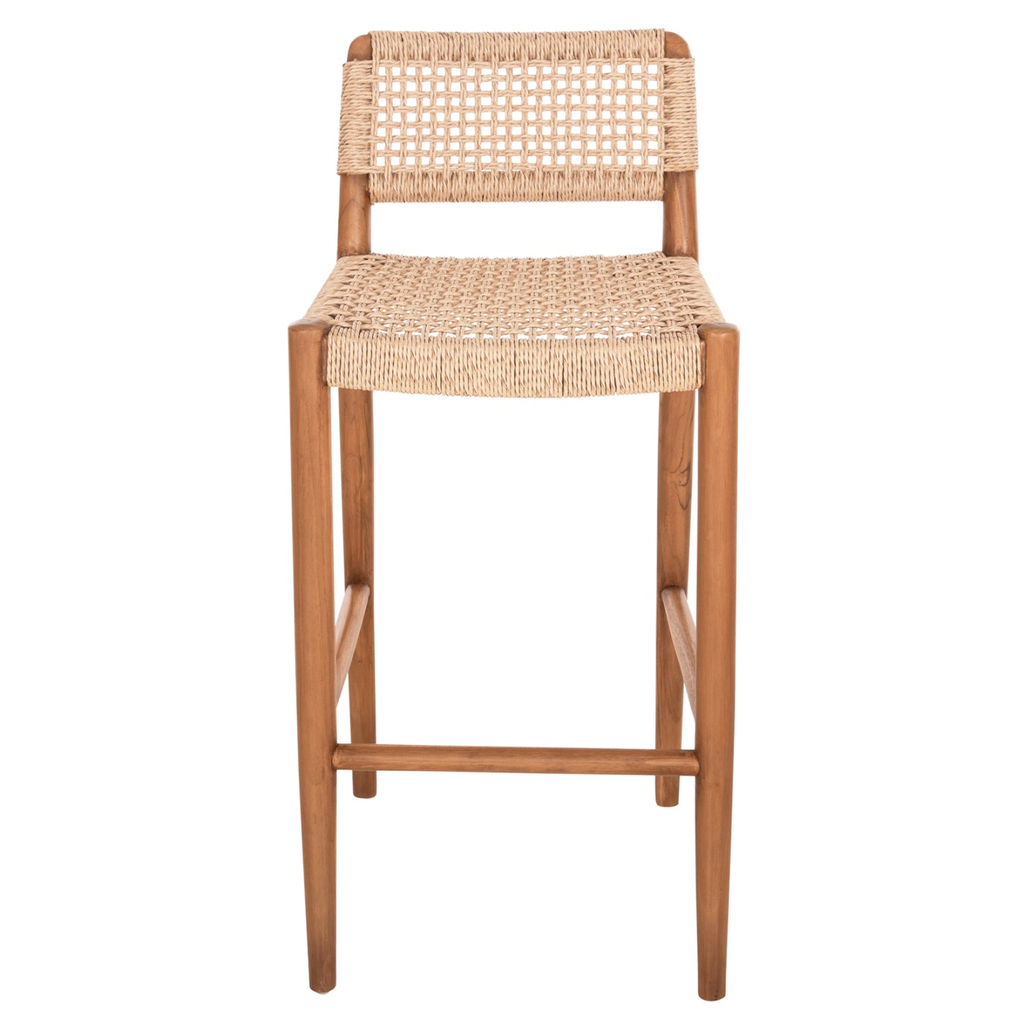 Bar Stool Rosco Hm6134 Teak Wood In Natural-viro Rope In Beige 47x52x100hcm.