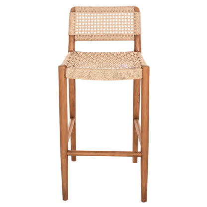 Bar Stool Rosco Hm6134 Teak Wood In Natural-viro Rope In Beige 47x52x100hcm.