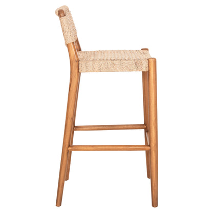 Bar Stool Rosco Hm6134 Teak Wood In Natural-viro Rope In Beige 47x52x100hcm.