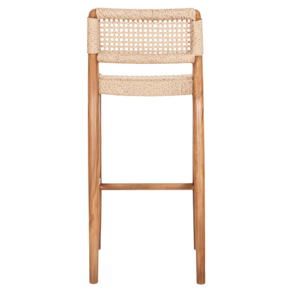 Bar Stool Rosco Hm6134 Teak Wood In Natural-viro Rope In Beige 47x52x100hcm.