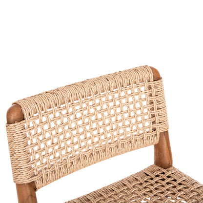 Bar Stool Rosco Hm6134 Teak Wood In Natural-viro Rope In Beige 47x52x100hcm.