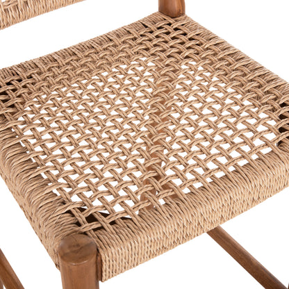 Bar Stool Rosco Hm6134 Teak Wood In Natural-viro Rope In Beige 47x52x100hcm.