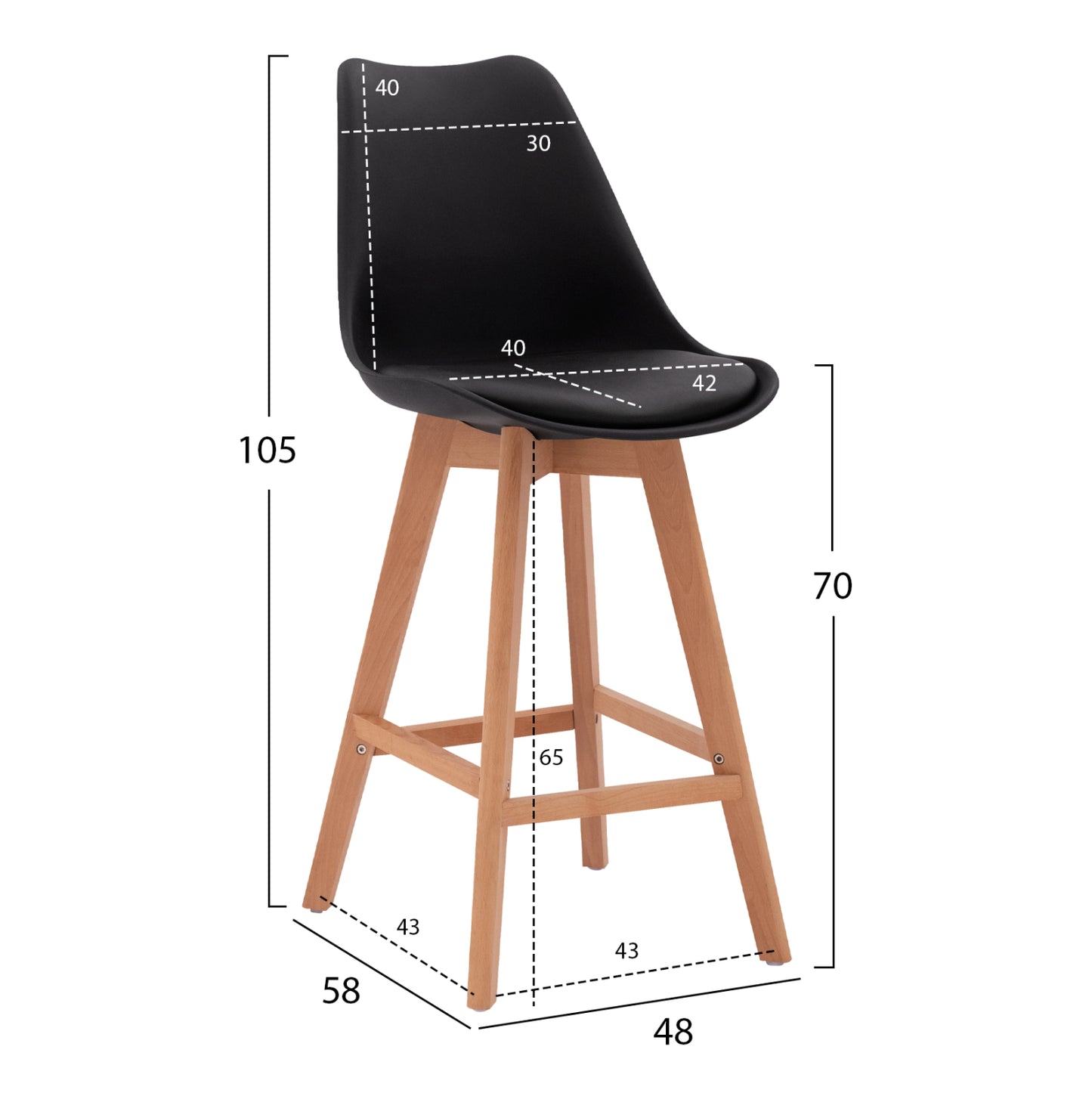 Bar Stool Vegas Hm8000.12 Black 48x58x105 Cm