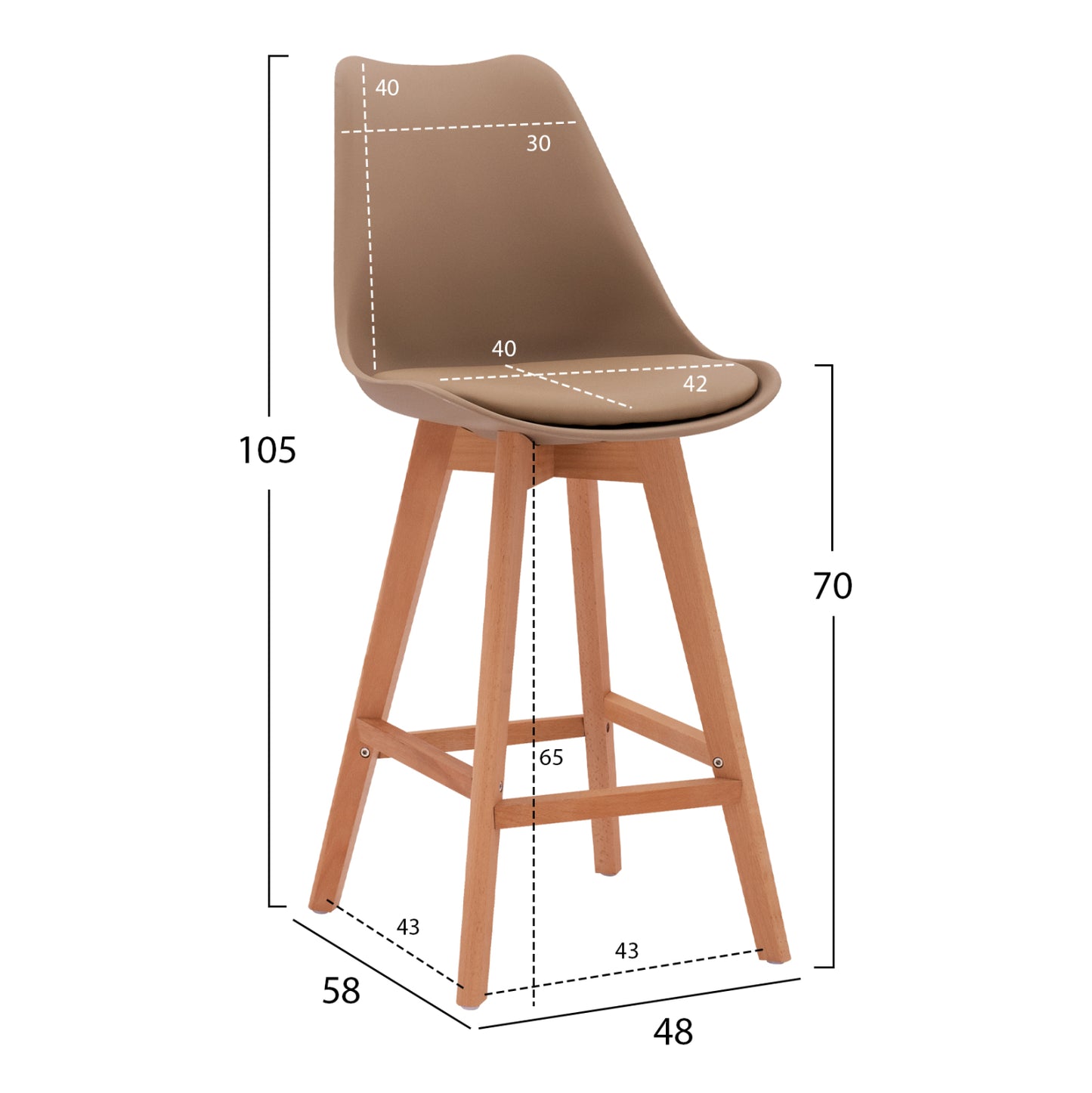 Bar Stool Vegas Hm8000.45 Cappuccino Color 48x58x105 Cm