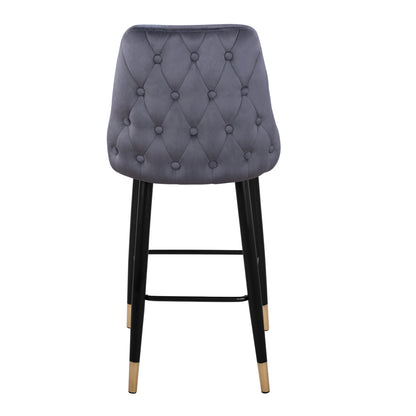 Bar Stool Serenity Hm8519.01 From Velvet Grey With Metallic Frame 51x57x110cm