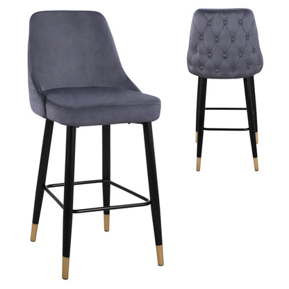 Bar Stool Serenity Hm8519.01 From Velvet Grey With Metallic Frame 51x57x110cm