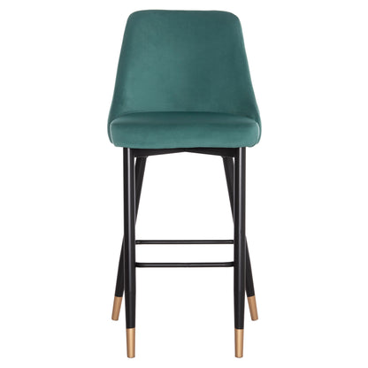 Bar Stool Serenity Hm8519.03 Velvet Cypress Green Color And Metallic Frame 51x57x110cm
