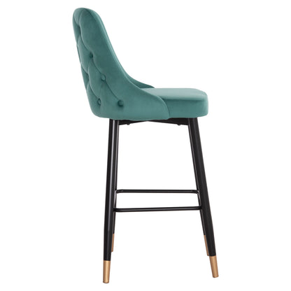 Bar Stool Serenity Hm8519.03 Velvet Cypress Green Color And Metallic Frame 51x57x110cm