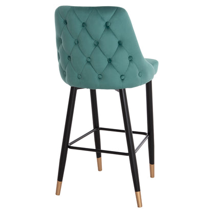 Bar Stool Serenity Hm8519.03 Velvet Cypress Green Color And Metallic Frame 51x57x110cm
