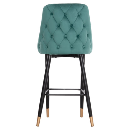 Bar Stool Serenity Hm8519.03 Velvet Cypress Green Color And Metallic Frame 51x57x110cm