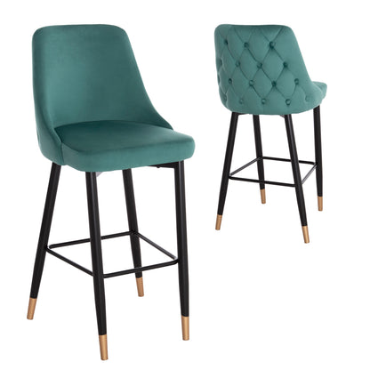 Bar Stool Serenity Hm8519.03 Velvet Cypress Green Color And Metallic Frame 51x57x110cm