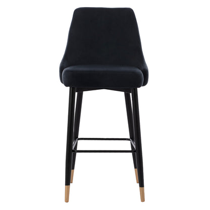 Serenity Bar Stool ΗΜ8519.04 Black Velvet With Metal Frame 53x48x110 Cm.