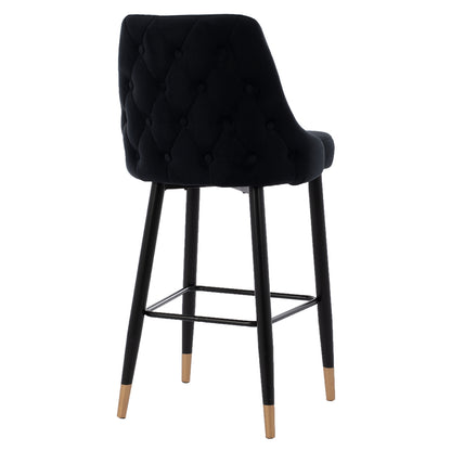 Serenity Bar Stool ΗΜ8519.04 Black Velvet With Metal Frame 53x48x110 Cm.