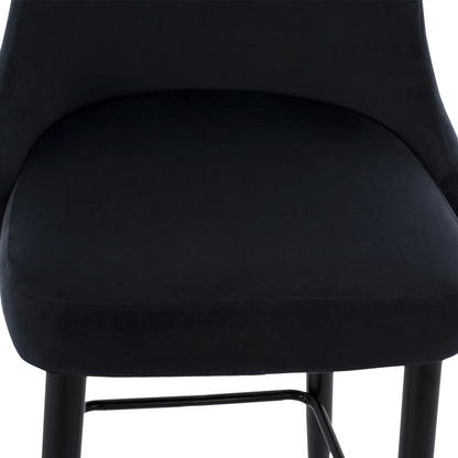 Serenity Bar Stool ΗΜ8519.04 Black Velvet With Metal Frame 53x48x110 Cm.