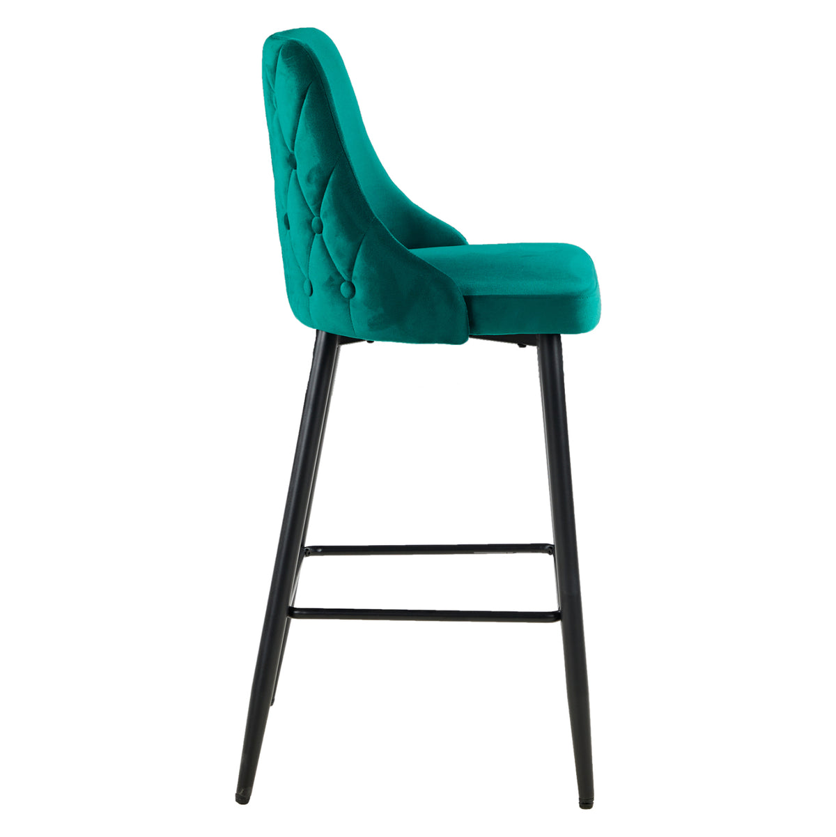 Bar Stool Serenity Hm8519.13 GreΕΝ Velvet- Metal Legs In Black 53x48x110hcm