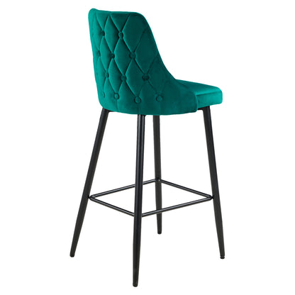 Bar Stool Serenity Hm8519.13 GreΕΝ Velvet- Metal Legs In Black 53x48x110hcm