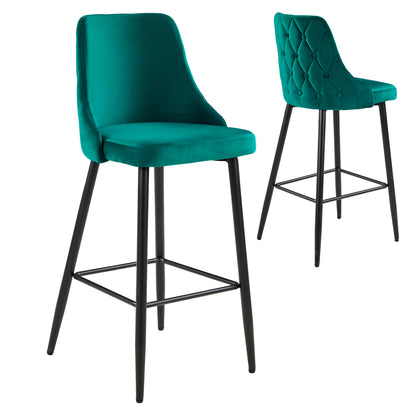 Bar Stool Serenity Hm8519.13 GreΕΝ Velvet- Metal Legs In Black 53x48x110hcm