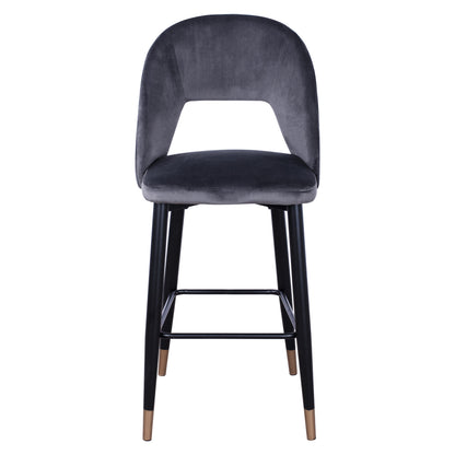 Bar Stool Harper Hm8526.01 Velvet Grey With Metallic Frame 50Χ51Χ111cm