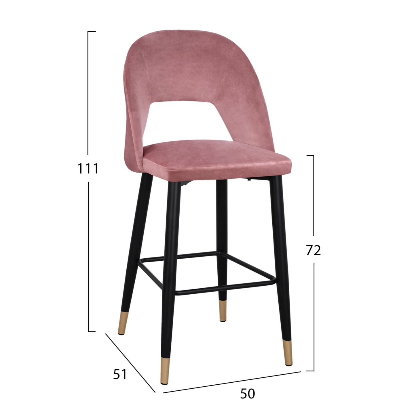 Bar Stool Harper Hm8526.02 Velvet Rotten Apple With Metallic Frame 50Χ51Χ111cm