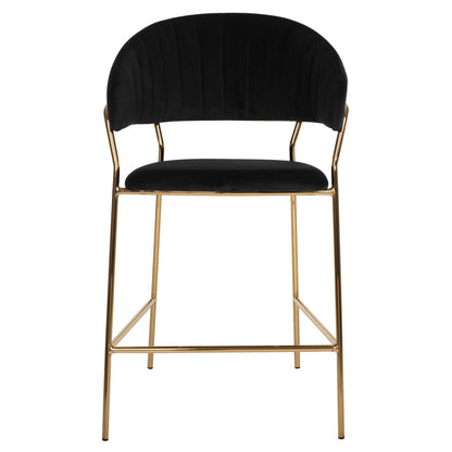 Bar Stool Theodore Hm8734.04 Black Velvet Gold Metal Frame 60x55x100hcm.