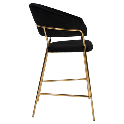 Bar Stool Theodore Hm8734.04 Black Velvet Gold Metal Frame 60x55x100hcm.
