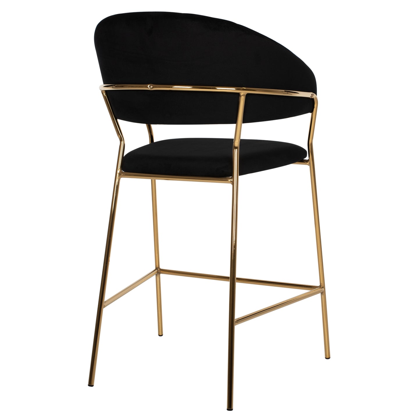 Bar Stool Theodore Hm8734.04 Black Velvet Gold Metal Frame 60x55x100hcm.