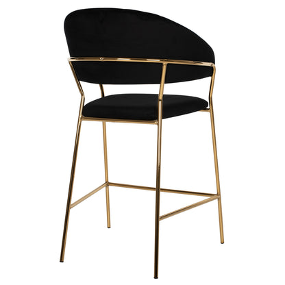 Bar Stool Theodore Hm8734.04 Black Velvet Gold Metal Frame 60x55x100hcm.