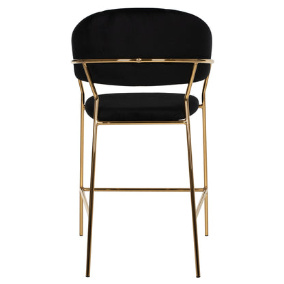Bar Stool Theodore Hm8734.04 Black Velvet Gold Metal Frame 60x55x100hcm.