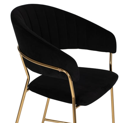 Bar Stool Theodore Hm8734.04 Black Velvet Gold Metal Frame 60x55x100hcm.