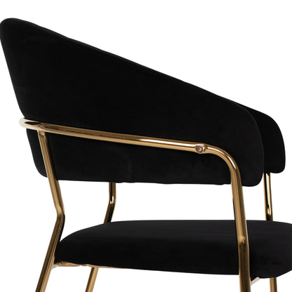 Bar Stool Theodore Hm8734.04 Black Velvet Gold Metal Frame 60x55x100hcm.