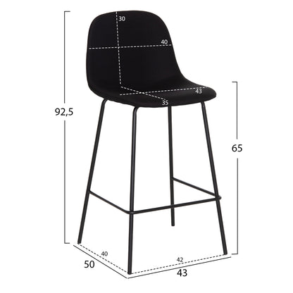 Bar Stool Vincent Hm9298.24 Medium Height-black Fabric-metal Legs 43x50x92.5hcm.