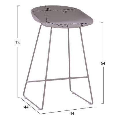 Bar Stool Hm9299.10, Grey, Medium Height, 44x44x74