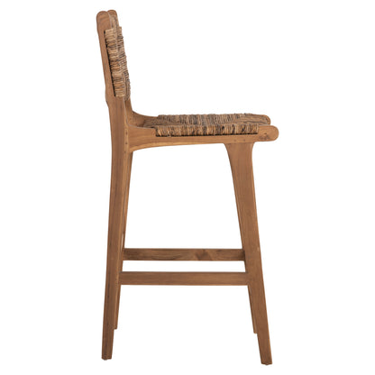Bar Stool Walter Hm9841 Teak Wood In Natural-rush Matt 46x55x105hcm.