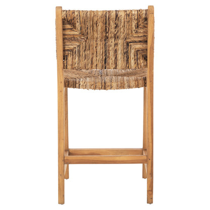 Bar Stool Walter Hm9842 Teak Wood In Natural-rush Matt 46x55x96hcm.