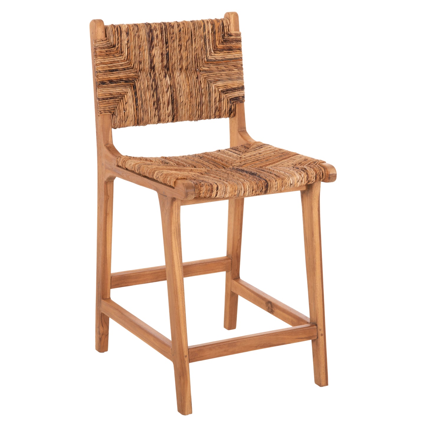Bar Stool Walter Hm9842 Teak Wood In Natural-rush Matt 46x55x96hcm.