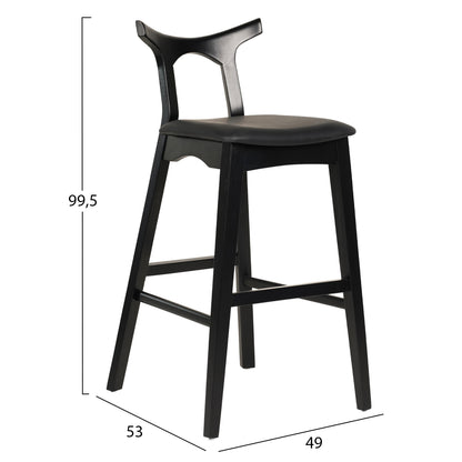 Bar Stool Usopp Hm9951.02 Rubberwood & Pu In Black Color 49x53x99,5hcm.