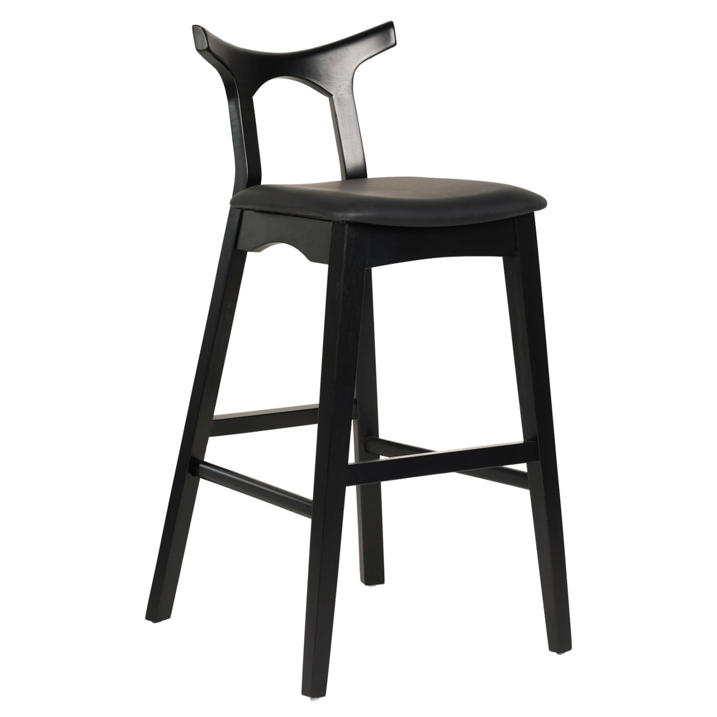Bar Stool Usopp Hm9951.02 Rubberwood & Pu In Black Color 49x53x99,5hcm.