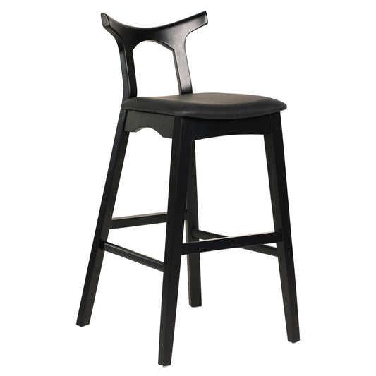 Bar Stool Usopp Hm9951.02 Rubberwood & Pu In Black Color 49x53x99,5hcm.
