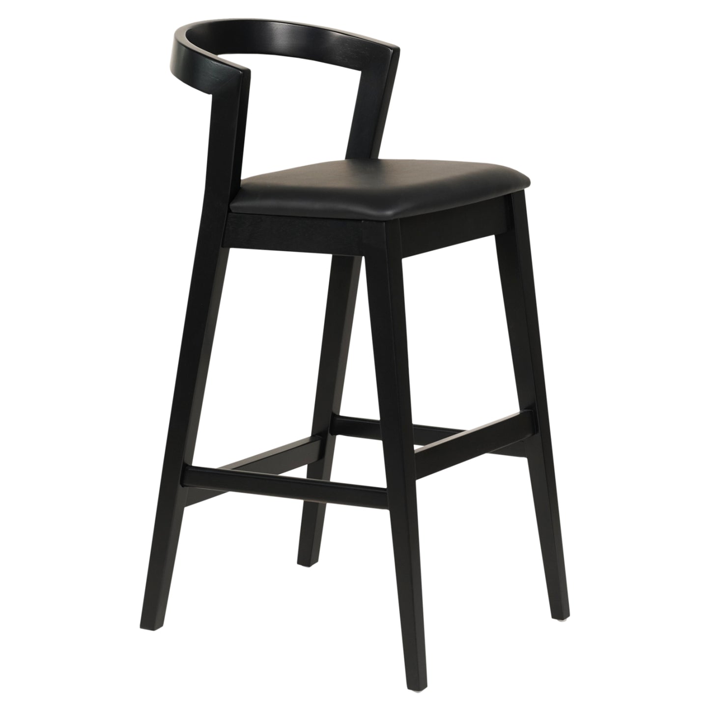 Bar Stool Nami Hm9952.02 Rubberwood & Pu-black 47,5x59x102,5hcm.