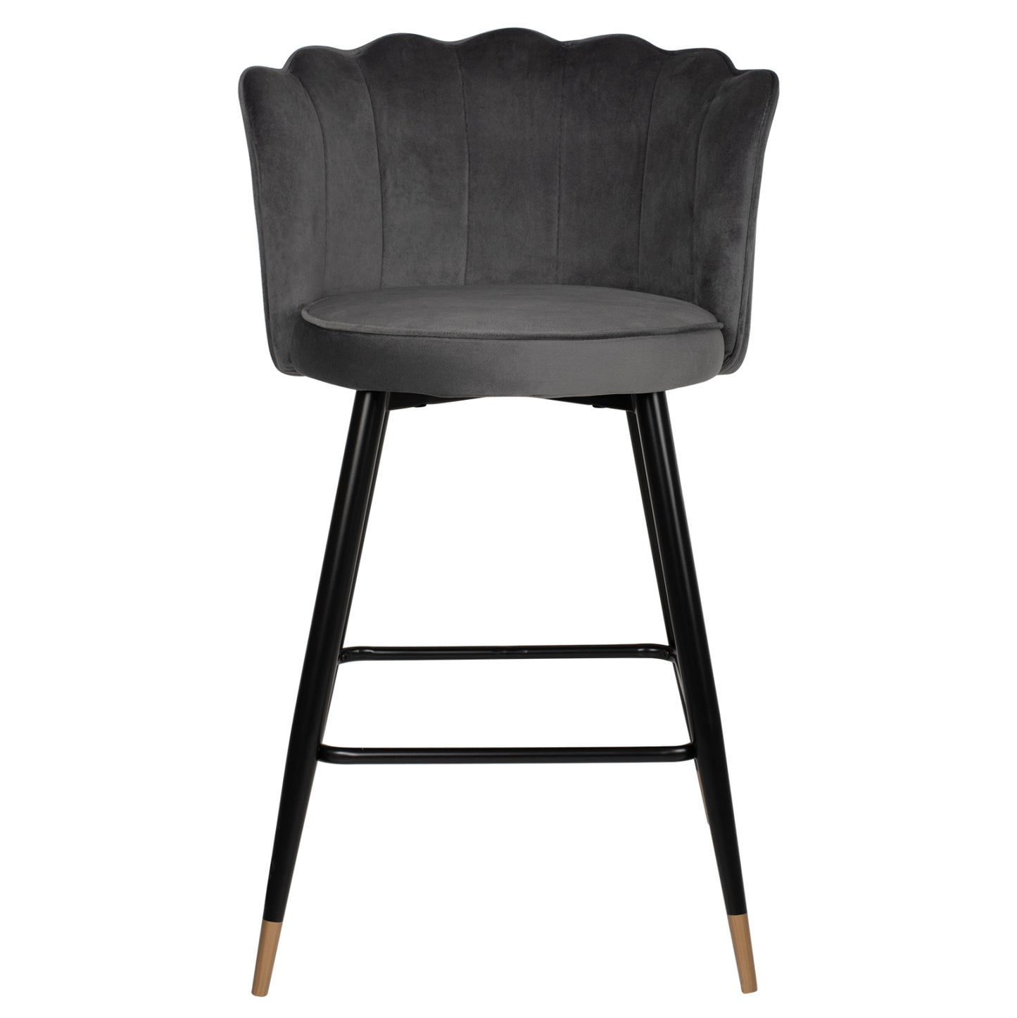 Bar Stool Vesna Hm8736.01 Grey Velvet Metal Frame In Black 50x50x90hcm.