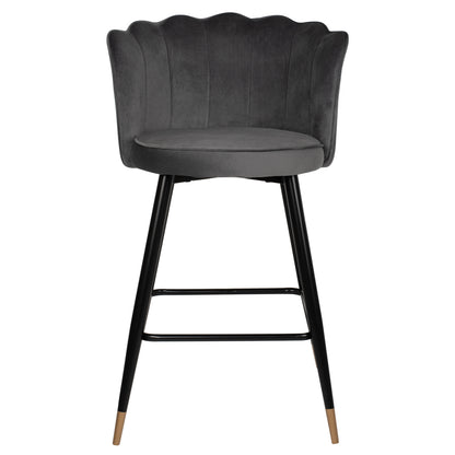 Bar Stool Vesna Hm8736.01 Grey Velvet Metal Frame In Black 50x50x90hcm.